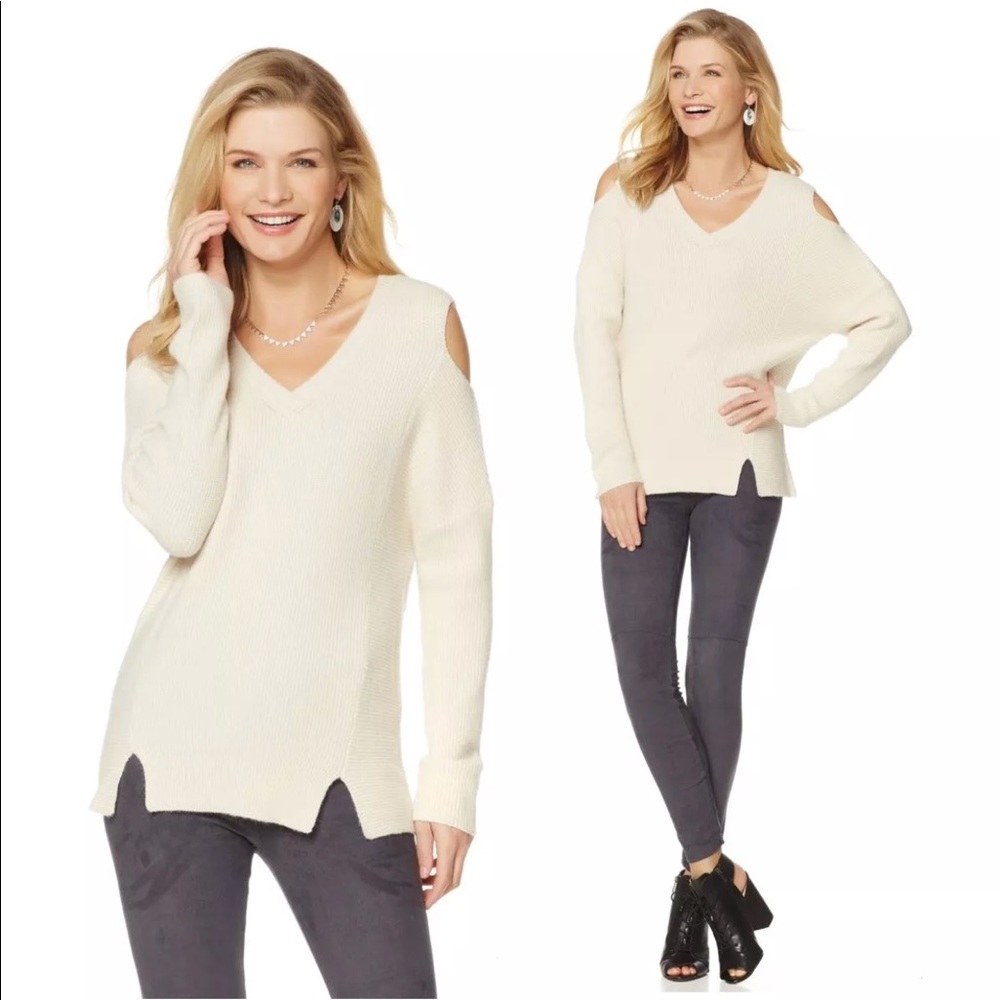 Lyssé Oyster Cold Shoulder Pullover Sweater - Picture 2 of 4